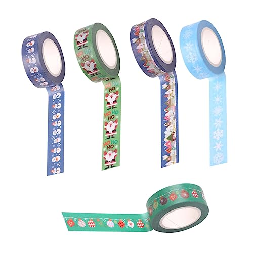 NUOBESTY 1 Satz Weihnachts-washi-tape Weihnachtsmotiv Weihnachten Weihnachts Washi Tape Diy Dekoration Weihnachtsdeco Papier Dekorationen Klebeband Für Dekozwecke Tagebuchband 5rollen von NUOBESTY