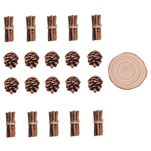 NUOBESTY 1 Satz Weihnachtsschmuck Rustikales Tannenzapfen-weihnachten Weihnachtsbasteln Weihnachten Basteln present Ideas Weihnachtsholzscheiben Weihnachten Holzhandwerk Hölzern Brown 21 Stück von NUOBESTY