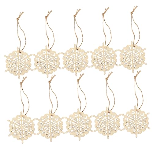 NUOBESTY 1 Satz Weihnachtsschneeflocken Winterdeko Dekoration Winter Weihnachtsgeldgeschenke Xmas present Schneeball Schneeflockenverzierung Weihnachtsschneeflake Holzhandwerk Hölzern 10 Stück von NUOBESTY
