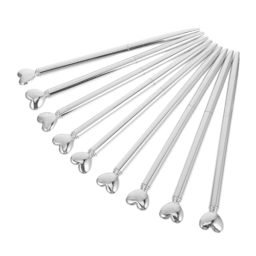 NUOBESTY 10 Stück Ausziehbare Metall Kugelschreiber Herzform Elegante Schreibutensilien für Büro Zuhause und Partygeschenke für Hochzeiten und Valentinstag von NUOBESTY