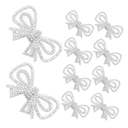 NUOBESTY 10 Stück Fliege-Stoffaufnäher Strasseisen auf Bogenfleck Glitzer-Bug-Bonbon-On-Patch Schleife zum Aufbügeln auf Applikationen Schleifenflicken aufbügeln Polyester Silber von NUOBESTY