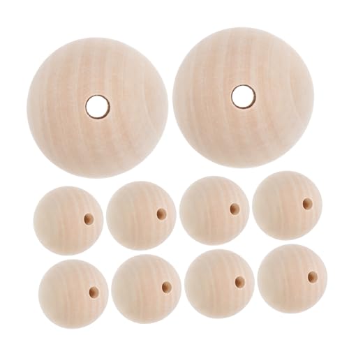 NUOBESTY 10 Stück Holzperlen Runde Unbehandelte Holzperlen mit Großem Loch für Diy Schmuckherstellung Armbänder und Ohrringe von NUOBESTY