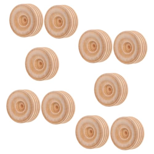 NUOBESTY 10 Stück Kinderrad Aus Holz Mit Autorädern Radspielzeug Ersatzräder Für Modellautos Holz Handwerk Räder Holzspielzeugteile, Räder Holzräder Bastelräder Beige Lotusbaum von NUOBESTY
