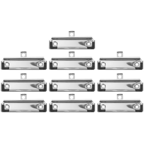 NUOBESTY 10 Stück Klemmbrettklammern Aus Metall – Robuste Montierbare Klemmbrettklammern Zum Binden Von Dokumenten Als Menühalter Für Büro- Und Schulschreibwaren 100 X 30 Mm von NUOBESTY