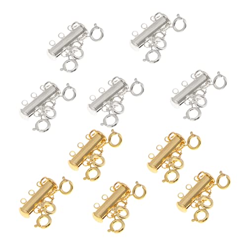 NUOBESTY 10 Stück Magnetverschluss für Schmuck Gold und Silberne Armbandverbinder Schmuckzubehör für Diy und Armbänder Magnetische Rohrverschlüsse für Mehrlagige Kreationen von NUOBESTY