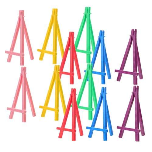 NUOBESTY 10 Stück Malständer Stabilem Kunststoff Triangel Easel für Kunstwerke für Anfänger und Events Bunten Farben Blau Lila Grün Rot Gelb von NUOBESTY
