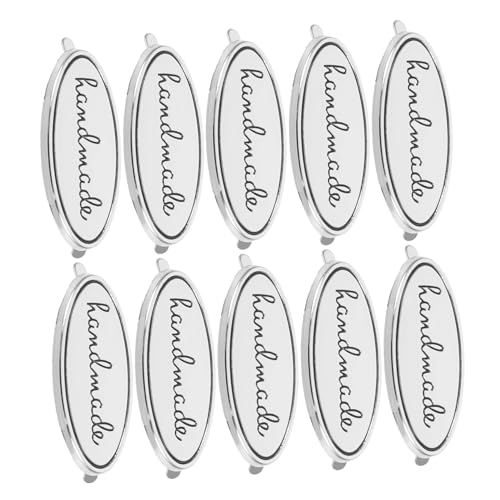 NUOBESTY 10 Stück Metall Etiketten Handgemachte Oval Labels Zinklegierung mit Unterlegscheiben für Diy Handwerke Taschen Kleidung Jeans und Schuhe Robuste Etiketten für Kreative Gestaltung NUOBESTY 10 Stück Metall Etiketten Handgemachte Oval Labels Zinklegierung mit Unterlegscheiben für Diy Handwerke Taschen Kleidung Jeans und Schuhe Robuste Etiketten für Kreative Gestaltung von NUOBESTY