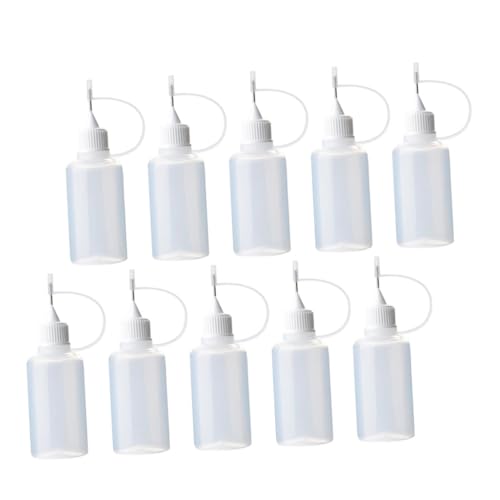 NUOBESTY 10 Stück Nachfüllbare Kleberflaschen mit Metall nadelspitze Transparent Präzise Dosierflaschen zum Quilling DIY Flüssigkleber Squeeze Flasche für Basteln und Schmierung von NUOBESTY