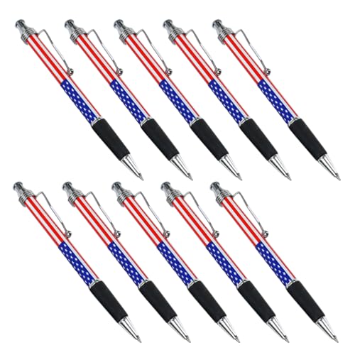 NUOBESTY 10 Stück Patriotische Stifte Kugelschreiber Mit Amerikanischer Flagge 4. Juli-Stifte Für Home-Office-Schulbedarf Schwarze Tinte von NUOBESTY