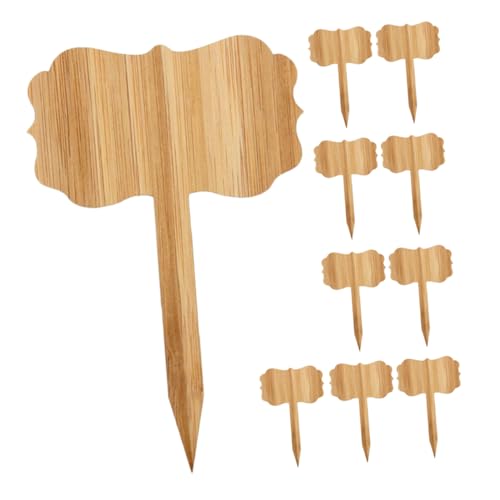 NUOBESTY 10 Stück Pflanzenetikett Einfügen Blumentopf Zeichen Garten Etiketten Gartenblumenmarker Pflanzeneinfügungsetikett Gartenmarkierung Kleines Pflanzenetikett Gartenschild Holz Khaki von NUOBESTY