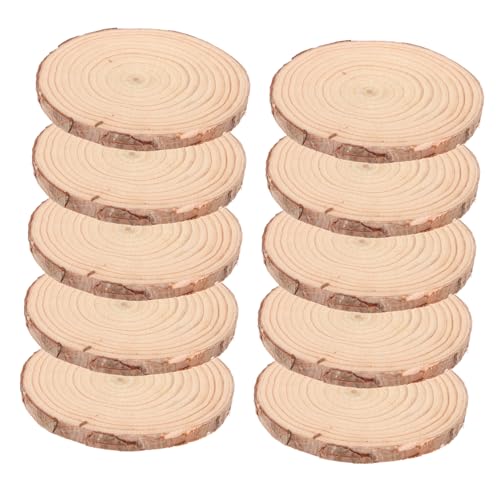 NUOBESTY 10 Stück Runde Holzspäne Basteln Holzkreise Holzornamente Holzscheiben Unbehandelte Holzscheiben Holzrunden Für Tafelaufsätze Unbehandelte Holzornamente Braunes von NUOBESTY