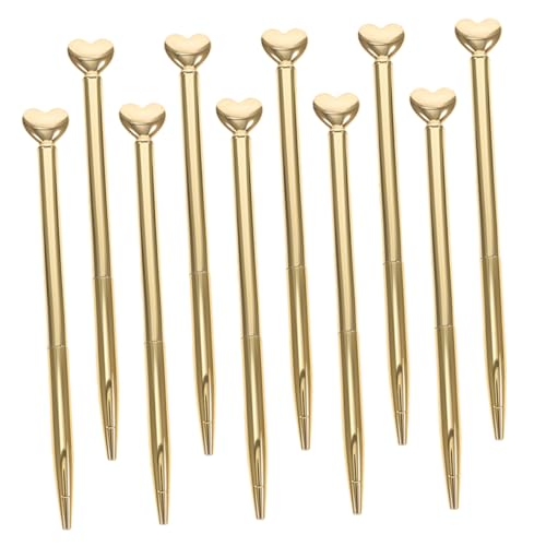 NUOBESTY 10 Stück Stift Unterschreiben Süße Kugelschreiber Versenkbare Kugelschreiberstifte Stifte Für Die Brautparty Einziehbare Schreibstifte Große, Niedliche Stifte Golden von NUOBESTY
