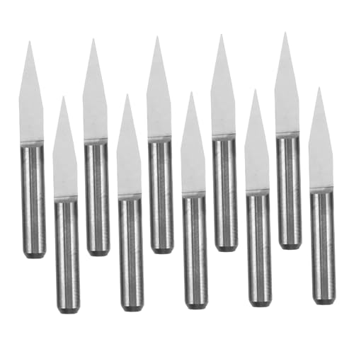 NUOBESTY 10 Stück Teiliges Cnc-fräser-set mit Flach V-förmigen Fräsklingen Präzise Holzgravur Fräsbits für Router Vielseitig Einsetzbar bei Holzarbeiten und Diy-modellbau Silberfarben von NUOBESTY