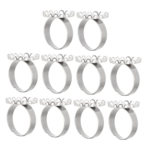 NUOBESTY 10 Stück Teiliges Edelstahl Ringrohling Ringbasis für Schmuckherstellung Langlebige DIY Fingerringe Unterlage Metallring Zubehör für Kreative Schmuckgestaltung von NUOBESTY