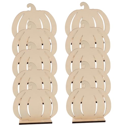 NUOBESTY 10 Stück Teiliges Holz-pumpkin-figuren zum Bemalen Herbstliche Tischdeko Leichte Ernte-kürbisse Vielseitige Diy-holzornamente für Halloween und Thanksgiving Partydekoration von NUOBESTY