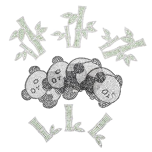 NUOBESTY 10 Stück Teiliges Selbstklebende Cartoon Panda Patches mit Strasssteinverzierung Robuste Applikationen für Kleidung Rucksäcke Hüte DIY Dekoration Niedliches Bambusdesign Vielseitig von NUOBESTY