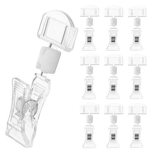 NUOBESTY 10 Stück Warenschild-Clip Klarer Preisschild-Clip Drehbarer Schildhalter Ständer Doppelte Display-Clips Halter für Einzelhandelskörbe Karten von NUOBESTY