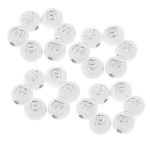 NUOBESTY 100 Stück Acryl Buchstabenperlen B Weiß Silber Flach Rund für Schmuckherstellung Armbänder Halsketten DIY Basteln NUOBESTY 100 Stück Acryl Buchstabenperlen B Weiß Silber Flach Rund für Schmuckherstellung Armbänder Halsketten DIY Basteln von NUOBESTY
