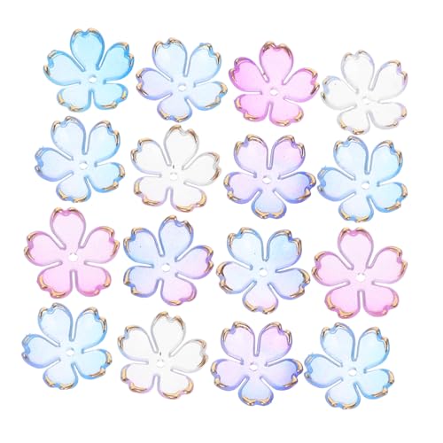 NUOBESTY 100 Stück Acryl Spacer Perlen Kirschblütenblüten Petal Mini Blüten Charms für Schmuckherstellung Armbänder Halsketten Ohrringe Farbverlauf Blau Gold Langlebig für DIY Schmuckdesign von NUOBESTY