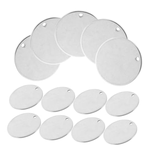 NUOBESTY 100 Stück Edelstahl Runde Stamping Blank Anhänger Flach Gravierbare DIY Schmuck Anhänger Schlüsselanhänger Haustier Namensschilder Langlebig Robust von NUOBESTY