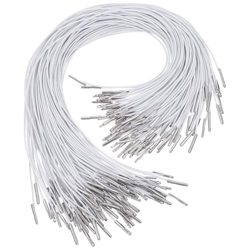 NUOBESTY 100 Stück Elastische Stachelschnur-Stretchbänder Mit Schlaufen Weißes Schlaufenband Mit Metallenden Für Hutmasken Buch Diy Runder Faden Verlängerungsband 35 Cm NUOBESTY 100 Stück Elastische Stachelschnur-Stretchbänder Mit Schlaufen Weißes Schlaufenband Mit Metallenden Für Hutmasken Buch Diy Runder Faden Verlängerungsband 35 Cm von NUOBESTY