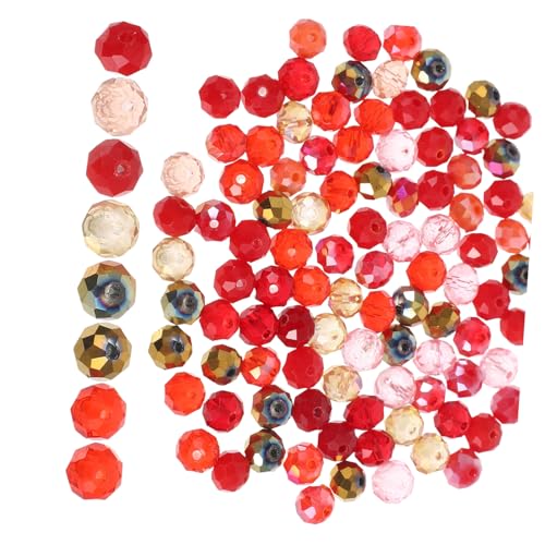 NUOBESTY 100 Stück Facettierte Glasperlen für Schmuckherstellung Rot für Armbänder Ohrringe und Hochwertige Diy Bastelperlen Langlebig und Farbecht von NUOBESTY