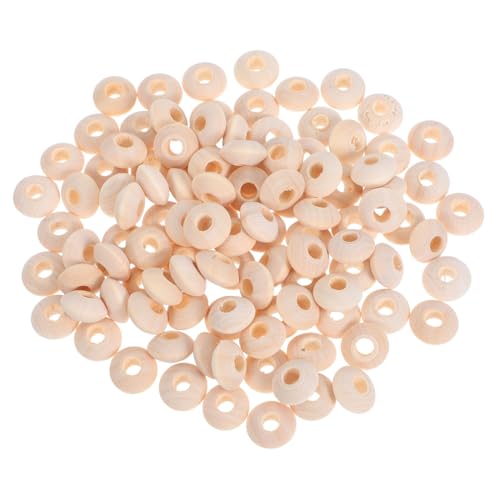 NUOBESTY 100 Stück Flache Holzperlen Rondelle Abacus Beads mit Natürlich Glatt für DIY Schmuck Armband Halskette Basteln Kreative Projekte von NUOBESTY
