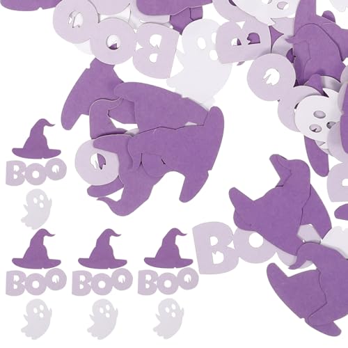 NUOBESTY 100 Stück Halloween Konfetti Gruselige Deko mit Hexenhüten und Geistern für Halloween Party Tischstreu Dekoration Thema Spaß von NUOBESTY