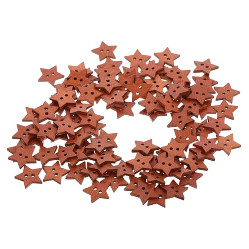 NUOBESTY 100 Stück Holzknöpfe Sternform Retro Vintage Stil Dekorative Holzsterne Für Nähen Basteln Scrapbooking DIY Handarbeitsbedarf von NUOBESTY