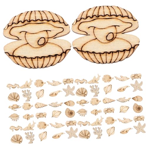 NUOBESTY 100 Stück Holzscheiben im Maritimen Design Unbemalte Meeres Tier Ausschnitte aus Robustem Holz Glatte Kanten Kindgerechtes DIY Bastelset Kreativität und Feinmotorik von NUOBESTY