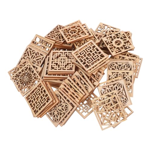 NUOBESTY 100 Stück Holzspan Dekoration Holzausschnitte Holzschnitz Onlay Blanke Holzschilder Zum Basteln Holzschnitz Eck Onlay Blanke Holzquadrate Ausschnitte Holzhandwerk von NUOBESTY