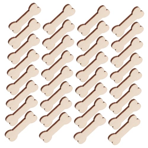 NUOBESTY 100 Stück Knochen Dekorative Holzstücke Holzscheiben Zum Basteln Holzhandwerk Knochenförmige Verzierungen Partydekorationen Verzierungen in Hundeknochenform Holzornamente Khaki von NUOBESTY