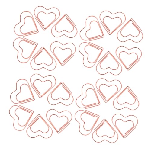 NUOBESTY 100 Stück Liebe Büroklammer Büroklammer-herz Papierklammern Einwickeln Rosa Papierklammern Süße Bindeklammern Kleine Für Papier Scrapbook-clips Herzclips Metall Rose Gold von NUOBESTY