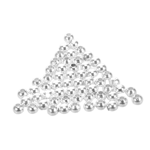 NUOBESTY 100 Stück Metallperlen Ohrring-Schmuck-Erkenntnisse lose Kugelperlen Perlen zur Herstellung von Armbändern Abstandskugelperlen Schmuckanhänger lose Perlen Runde Silber von NUOBESTY