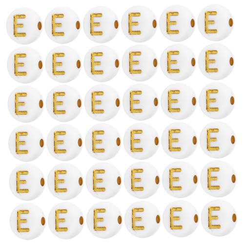 NUOBESTY 100 Stück Perlen Zur Schmuckherstellung: Runde Acryl-alphabet-perlen, 4 X 7 Mm, Buchstabe E, Für Armbänder, Halsketten, Schlüsselanhänger, Basteln, DIY von NUOBESTY