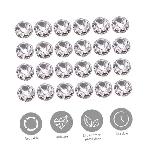 NUOBESTY 100 Stück Runde Spacer Perlen Sterling Silber Beschichtetem Messing für Diy Schmuckherstellung Hochwertige Metallperlen mit Glatter Oberfläche von NUOBESTY