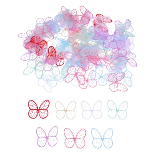 NUOBESTY 100 Stück Schmetterling Spitzen Applikationen Bestickte Patches zum Aufnähen Vielseitige Stoffverzierung für Brautkleider Jacken Taschen Hemden DIY Kleidung Gemischte Farben von NUOBESTY