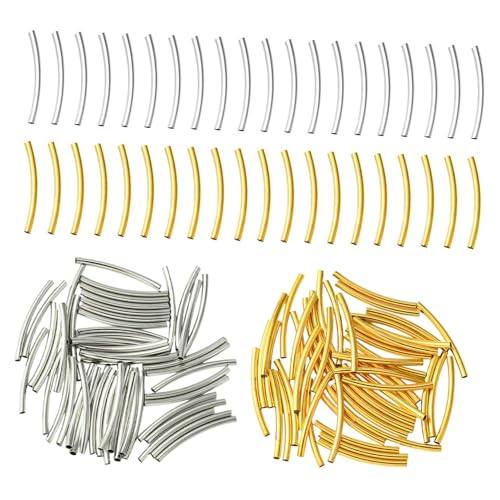 NUOBESTY 100 Stück Schmuckzubehör gebogene Perlen glatte Rohrabstandshalter lange gebogene Nudelperlen farbige Perlen für Armbänder Nudelröhrenperlen Kupfer NUOBESTY 100 Stück Schmuckzubehör gebogene Perlen glatte Rohrabstandshalter lange gebogene Nudelperlen farbige Perlen für Armbänder Nudelröhrenperlen Kupfer von NUOBESTY