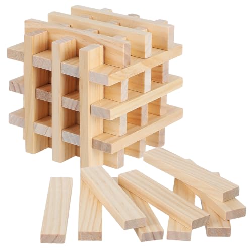 NUOBESTY 100 Stück Teiliges Holzklötzchen für Kleine Holzstücke zum Basteln und Bauen Stapelbare Holzleisten für Fantasievolles und Räumlichen Denkens Kompakt und Vielseitig für von NUOBESTY