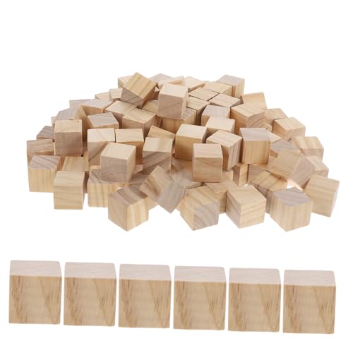NUOBESTY 100 Stück Teiliges Klötzchen aus Massivem Blankem Material Quadratisch Sichere Kanten zum Basteln für DIY Projekte Lernspiele und Kreative Familienaktivitäten von NUOBESTY