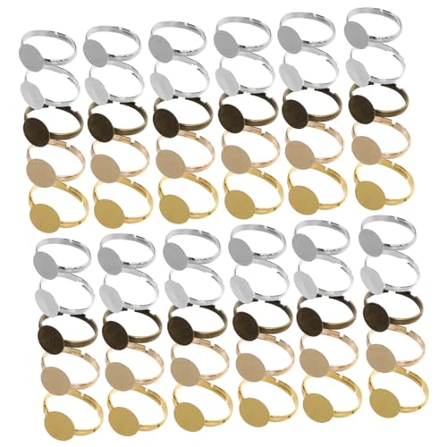 NUOBESTY 100 Stück Teiliges Verstellbares Metall Cabochon Basis Flach Rund Offene Lünette Stabil Komfortabel für Schmuckherstellung DIY Bastelbedarf von NUOBESTY