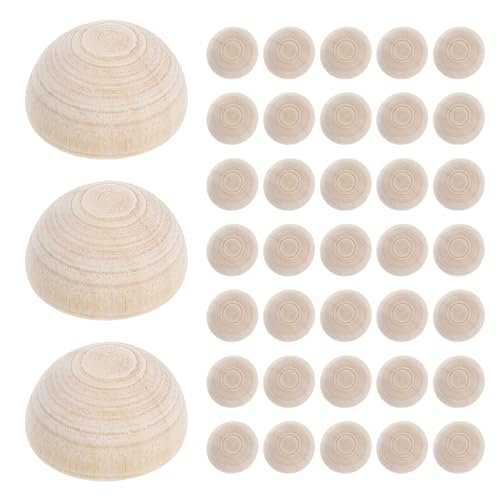 NUOBESTY 100 Stück Unbehandelte Halbkugeln Holz Runde Diy Holzperlen für Bastelprojekte und für Schmuckherstellung und Kreative Anwendungen von NUOBESTY