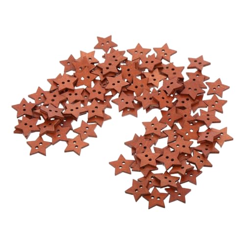 NUOBESTY 100 Stück Vintage Stern Knöpfe Kaffee Farbe Sternförmige Dekoknöpfe zum Nähen Basteln Scrapbooking DIY Handarbeitszubehör von NUOBESTY