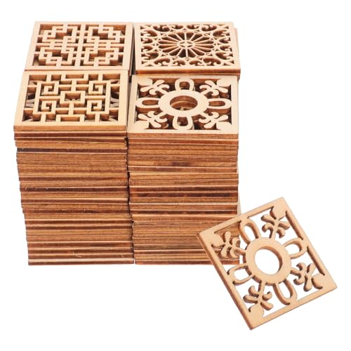 NUOBESTY 100 Stück quadratische hohle Holzstücke – rohe Blanko-Ausschnitte, geschnitzte Auflagenverzierungen für Bastelarbeiten und Möbeldekoration NUOBESTY 100 Stück quadratische hohle Holzstücke – rohe Blanko-Ausschnitte, geschnitzte Auflagenverzierungen für Bastelarbeiten und Möbeldekoration von NUOBESTY