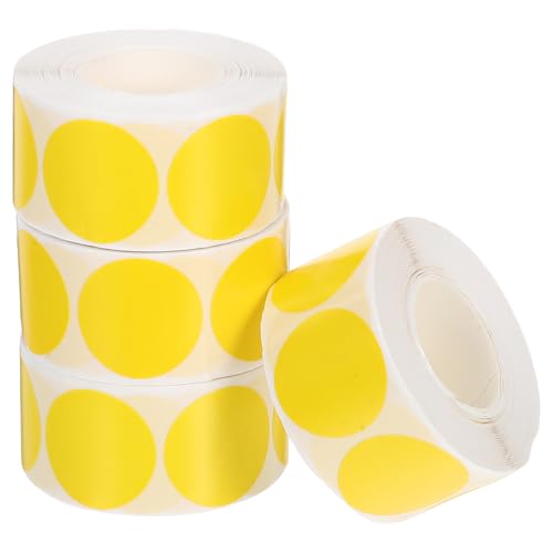 NUOBESTY 1000 Stück leere runde Punktaufkleber zur Farbcodierung, 2,5 cm, gelbe Klebeetiketten, beschreibbare Kreisaufkleber für Flohmarktinventar, Klassenzimmerdekoration von NUOBESTY