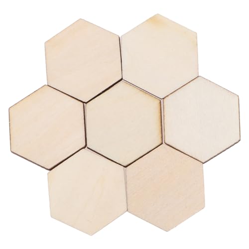 NUOBESTY 100Stück Buchenholz Sechseckige Ornamente für DIY Basteln Holzstücke für Hochzeiten Geburtstagsfeiern und Weihnachten zum Bemalen und Gestalten von NUOBESTY