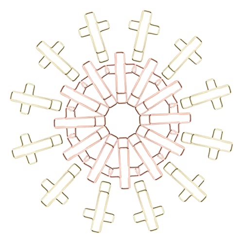 NUOBESTY 100Stücke Kreuzförmige Büroklammern Roségold und Gold Praktische und Dekorative Papierclips für Dokumente Lesezeichen und Bastelprojekte für Schule und Büro von NUOBESTY