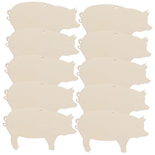NUOBESTY 10Stücke Leere Holzanhänger Schweineform Unvollendete Holzetiketten Für DIY Hochzeiten Und Dekoration Blanko Holzschilder Mit Schnur von NUOBESTY