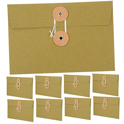 NUOBESTY 10Stücke Vintage Kraftpapier Umschläge Praktische String Speicherbeutel für Postkarten und Dokumente und Langlebig für Schule Büro und Reisen von NUOBESTY