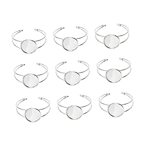 NUOBESTY Verstellbare Öffnung 25 Mm Silber-kupfer-armband-basis Lünette 10 Stück Schmuckherstellungszubehör Für Individuellen Schmuck von NUOBESTY